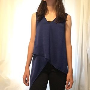 BCBGMAXAZRIA Asymmetrical Navy Blue Tank Top